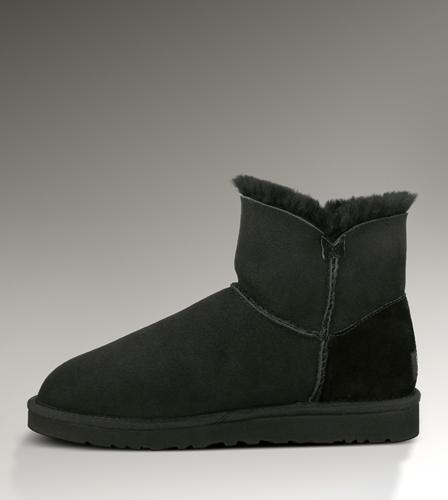 Ugg Outlet Bailey Button Mini Black Boots 280136