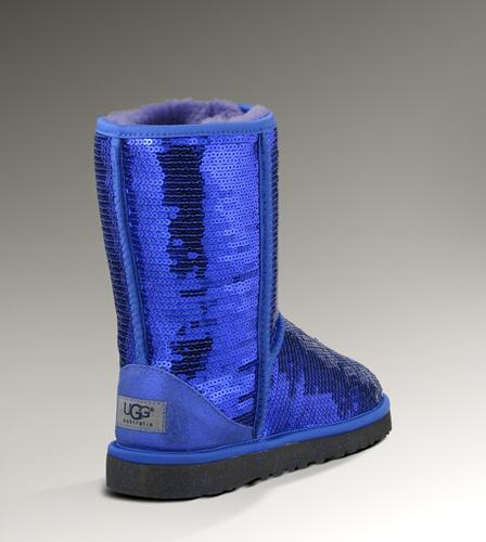 Ugg Outlet Classic Short Sparkles Blue Boots 173092