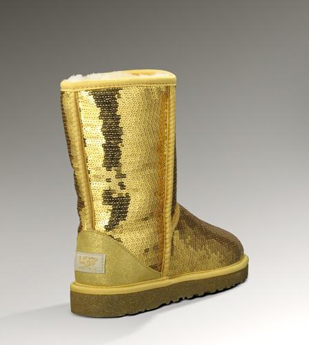Ugg Outlet Classic Short Sparkles Gold Boots 698571
